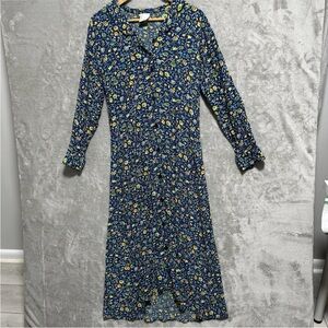 EUC Hanna Andersson Size XS  Floral Button-Down Collared Maxi Dress 100% Rayon